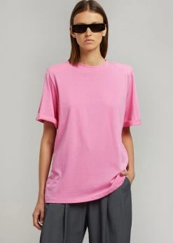 The Frankie Shop CLOTHING Lena Padded Shoulder Tee - Pink