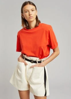 The Frankie Shop Lena Padded Shoulder Tee - Red CLOTHING 11 The Frankie Shop Lena Padded Shoulder Tee - Red CLOTHING