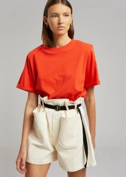 The Frankie Shop Lena Padded Shoulder Tee - Red CLOTHING 14 The Frankie Shop Lena Padded Shoulder Tee - Red CLOTHING