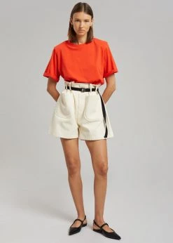 The Frankie Shop Lena Padded Shoulder Tee - Red CLOTHING 15 The Frankie Shop Lena Padded Shoulder Tee - Red CLOTHING