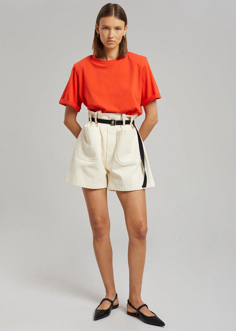 The Frankie Shop Lena Padded Shoulder Tee - Red CLOTHING 7 The Frankie Shop Lena Padded Shoulder Tee - Red CLOTHING