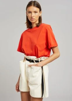 The Frankie Shop Lena Padded Shoulder Tee - Red CLOTHING 13 The Frankie Shop Lena Padded Shoulder Tee - Red CLOTHING