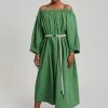 Beside You CLOTHING Leone Off Shoulder Dress - Green
