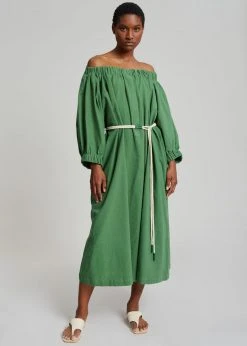Beside You CLOTHING Leone Off Shoulder Dress - Green