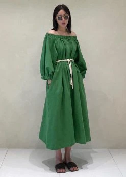 Beside You CLOTHING Leone Off Shoulder Dress - Green