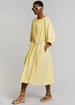 Beside You CLOTHING Leone Off Shoulder Dress - Pale Yellow