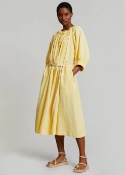 Beside You CLOTHING Leone Off Shoulder Dress - Pale Yellow