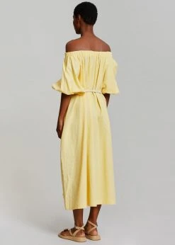 Beside You CLOTHING Leone Off Shoulder Dress - Pale Yellow
