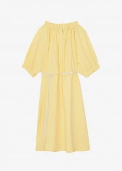 Beside You CLOTHING Leone Off Shoulder Dress - Pale Yellow