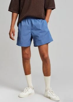 Men Lido Swim Mid Length Trunks - Mid Blue