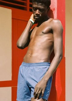 Men Lido Swim Mid Length Trunks - Mid Blue