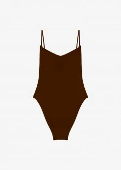 Lido Ventiquattro V-Neck Swimsuit - Brown CLOTHING