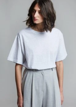 The Frankie Shop Lilou Simple Tee - Light Grey Melange