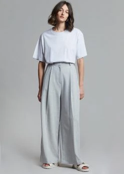 The Frankie Shop Lilou Simple Tee - Light Grey Melange