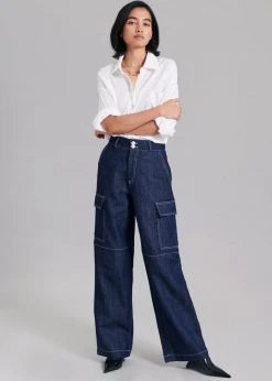The Frankie Shop CLOTHING Lomi Cargo Denim Pants - Navy