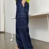 The Frankie Shop CLOTHING Lomi Cargo Denim Pants - Navy