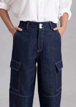 The Frankie Shop CLOTHING Lomi Cargo Denim Pants - Navy