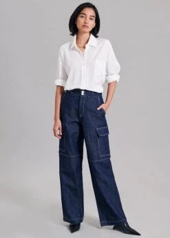 The Frankie Shop CLOTHING Lomi Cargo Denim Pants - Navy