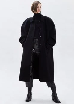 Black Fuchsia Clara Box Sleeve Coat - Black