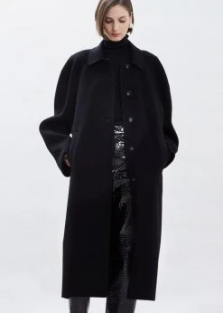 Black Fuchsia Clara Box Sleeve Coat - Black