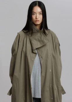 The Frankie Shop Lottie Wing Collar Trench Coat - Olive