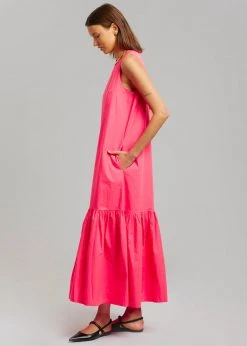 The Frankie Shop CLOTHING LouLou Flouncy Hem Dress - Fuchsia 8 The Frankie Shop CLOTHING LouLou Flouncy Hem Dress - Fuchsia