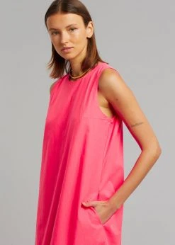 The Frankie Shop CLOTHING LouLou Flouncy Hem Dress - Fuchsia 7 The Frankie Shop CLOTHING LouLou Flouncy Hem Dress - Fuchsia