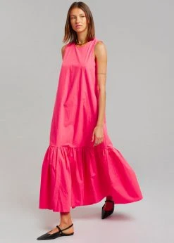 The Frankie Shop CLOTHING LouLou Flouncy Hem Dress - Fuchsia