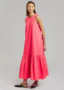 The Frankie Shop CLOTHING LouLou Flouncy Hem Dress - Fuchsia