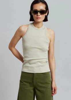 Low Classic Classic Rib Sleeveless Top - Beige CLOTHING