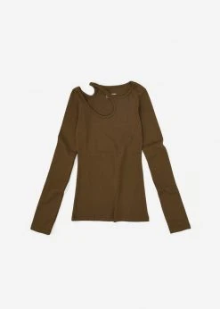 Low Classic Curve Hole T-Shirt - Brown