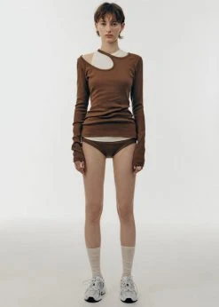 Low Classic Curve Hole T-Shirt - Brown