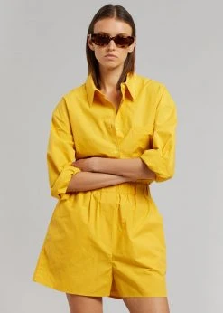 The Frankie Shop Lui Cotton Boxer Short - Gold Yellow 9 The Frankie Shop Lui Cotton Boxer Short - Gold Yellow