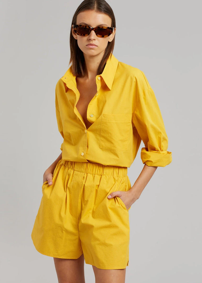 The Frankie Shop Lui Cotton Boxer Short - Gold Yellow 3 The Frankie Shop Lui Cotton Boxer Short - Gold Yellow