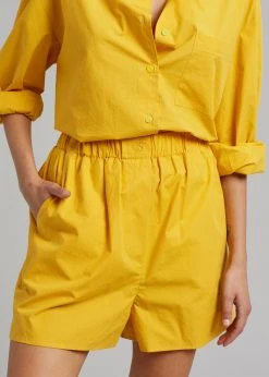 The Frankie Shop Lui Cotton Boxer Short - Gold Yellow