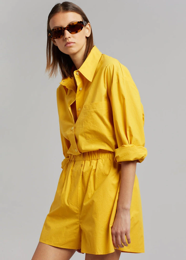 The Frankie Shop Lui Cotton Boxer Short - Gold Yellow 5 The Frankie Shop Lui Cotton Boxer Short - Gold Yellow