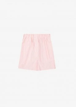 The Frankie Shop Lui Cotton Boxer Short - Pink Stripe CLOTHING