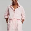 The Frankie Shop Lui Cotton Boxer Short - Pink Stripe CLOTHING