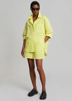 The Frankie Shop Lui Cotton Shirt - Citrus Stripe CLOTHING