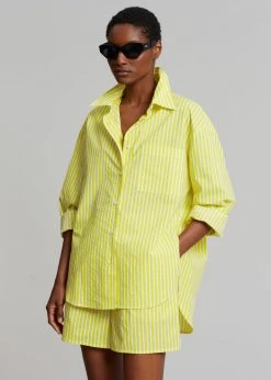 The Frankie Shop Lui Cotton Shirt - Citrus Stripe CLOTHING