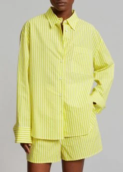 The Frankie Shop Lui Cotton Shirt - Citrus Stripe CLOTHING