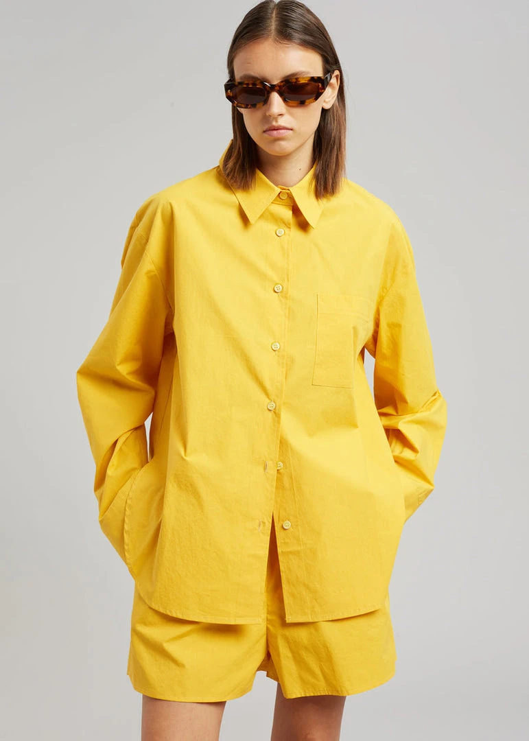 The Frankie Shop Lui Cotton Shirt - Gold Yellow CLOTHING 5 The Frankie Shop Lui Cotton Shirt - Gold Yellow CLOTHING