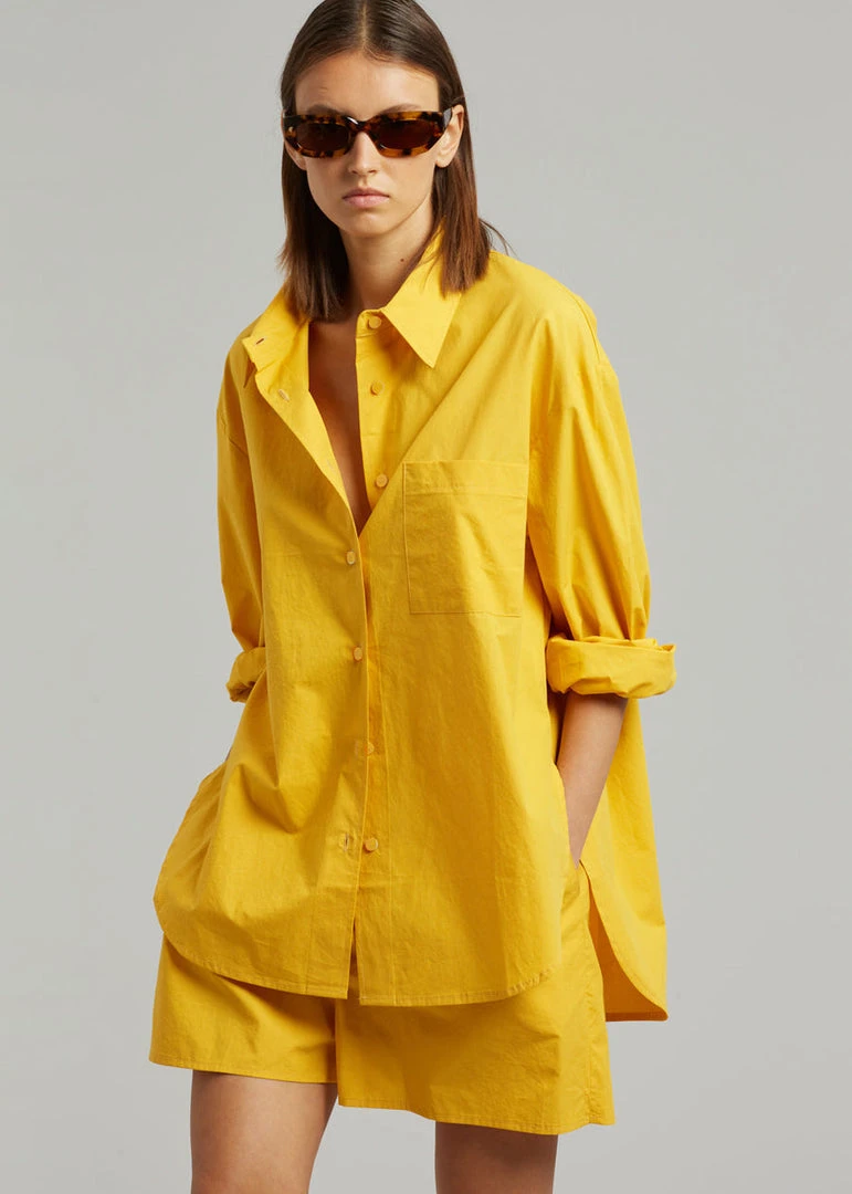 The Frankie Shop Lui Cotton Shirt - Gold Yellow CLOTHING 2 The Frankie Shop Lui Cotton Shirt - Gold Yellow CLOTHING