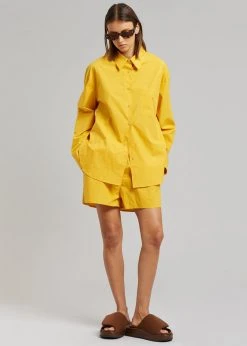 The Frankie Shop Lui Cotton Shirt - Gold Yellow CLOTHING 10 The Frankie Shop Lui Cotton Shirt - Gold Yellow CLOTHING
