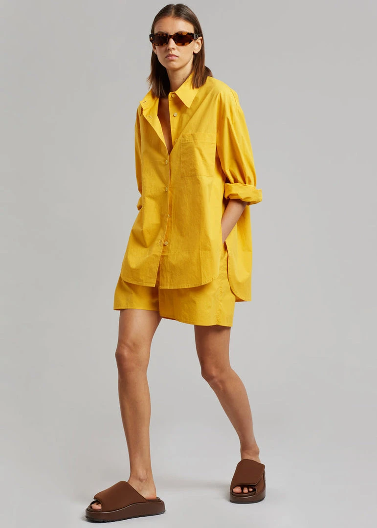 The Frankie Shop Lui Cotton Shirt - Gold Yellow CLOTHING 1 The Frankie Shop Lui Cotton Shirt - Gold Yellow CLOTHING