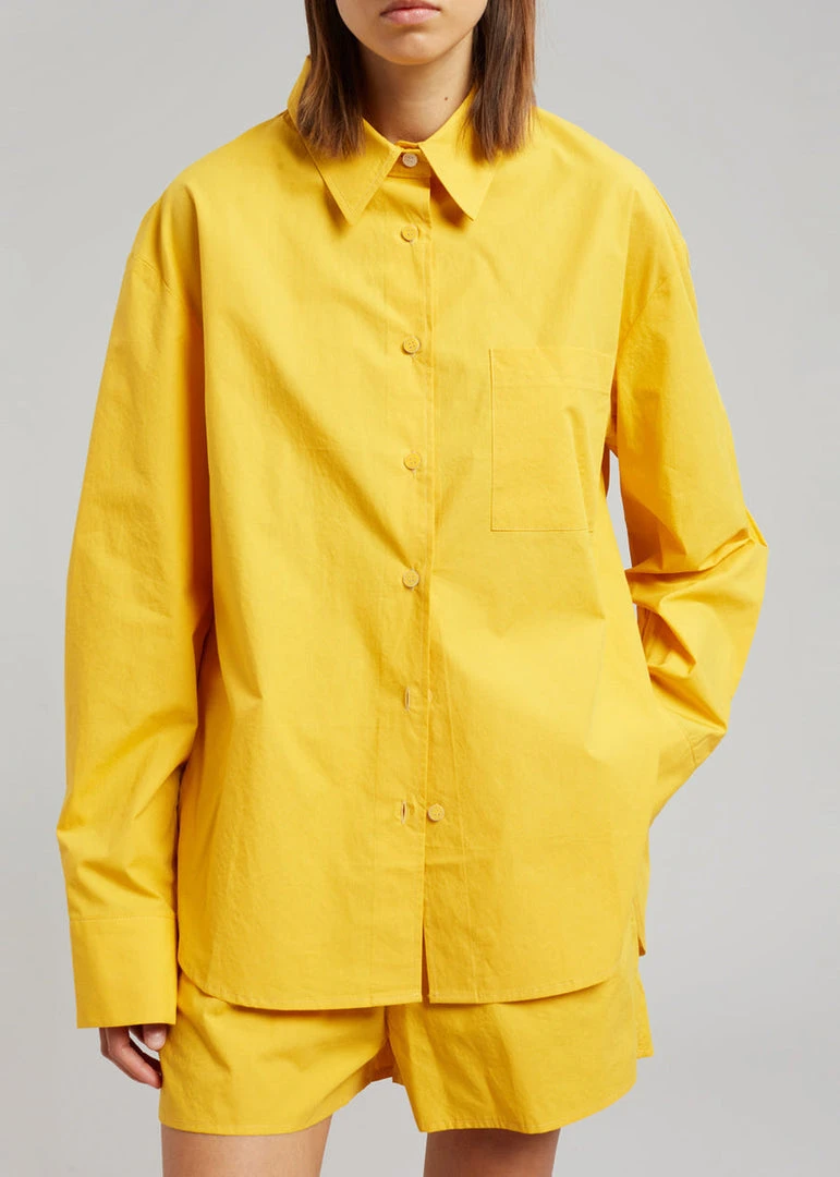 The Frankie Shop Lui Cotton Shirt - Gold Yellow CLOTHING 3 The Frankie Shop Lui Cotton Shirt - Gold Yellow CLOTHING