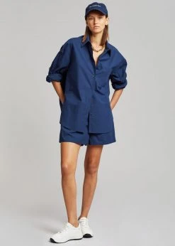 The Frankie Shop Lui Cotton Shirt - Navy
