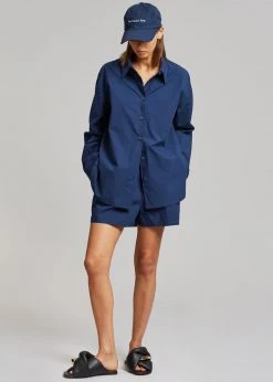 The Frankie Shop Lui Cotton Shirt - Navy