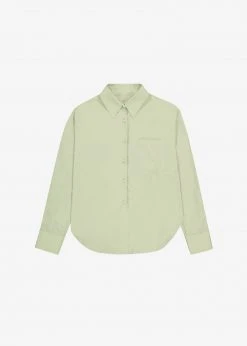 The Frankie Shop Lui Cotton Shirt - Sage CLOTHING