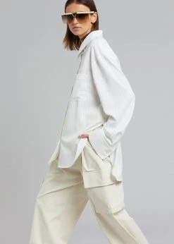 The Frankie Shop CLOTHING Lui Fluid Pinstripe Shirt - Off White